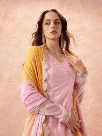 all about you Lace Taping Ethnic Dress With Dupatta