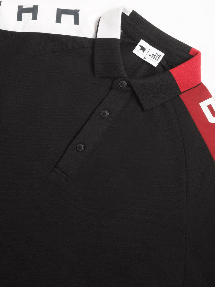 THE BEAR HOUSE Polo Collar Raglan Sleeves Slim Fit T-shirt