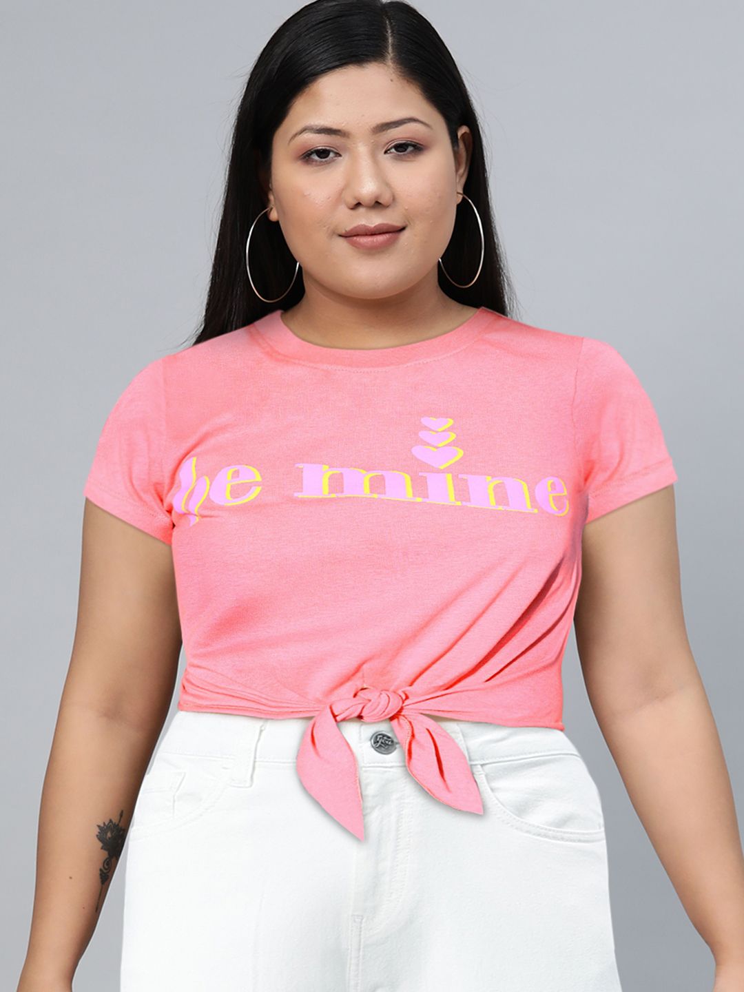 SASSAFRAS Women Pretty Pink Typography Talking Tee