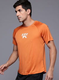 HRX by Hrithik Roshan Brand Logo Printed Raglan Sleeves Rapid-Dry Training T-shirt