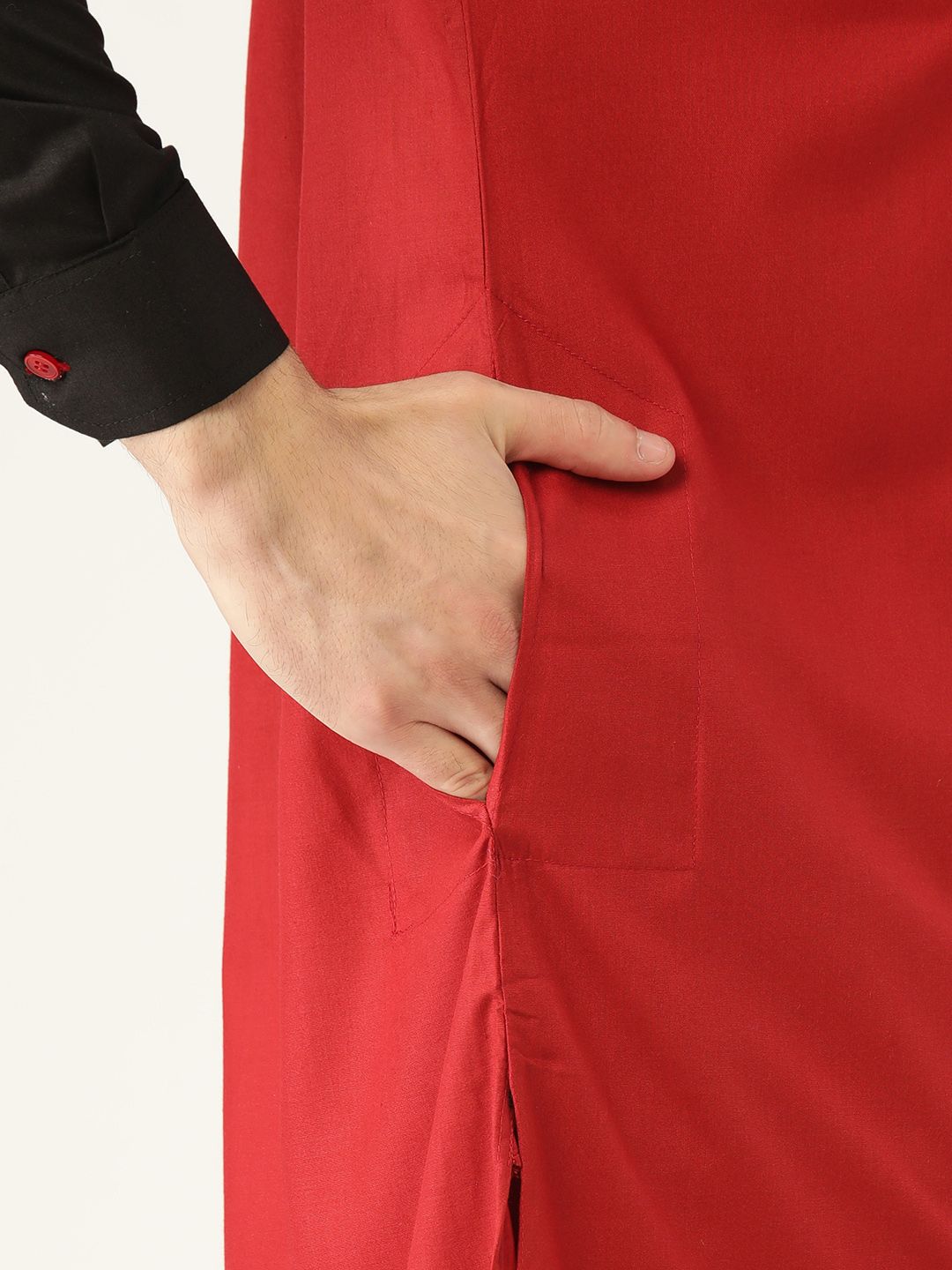 SOJANYA Lelaki Merah Solid Kurta Lurus