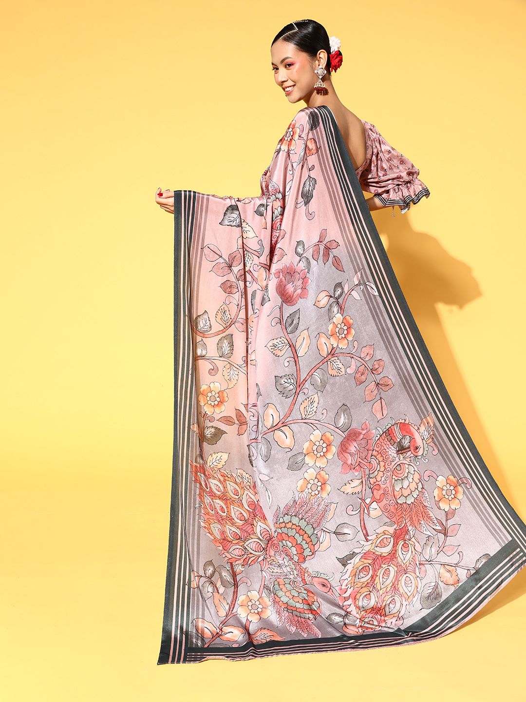 Saree mall Kalamkari Saree with Printed Border