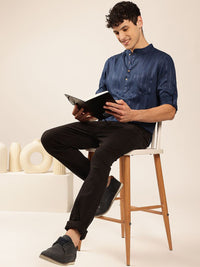 Anouk Men Striped Self Design Short Kurta