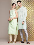 House of Pataudi Mirror Embroidery Jashn Kurta with Pintucks