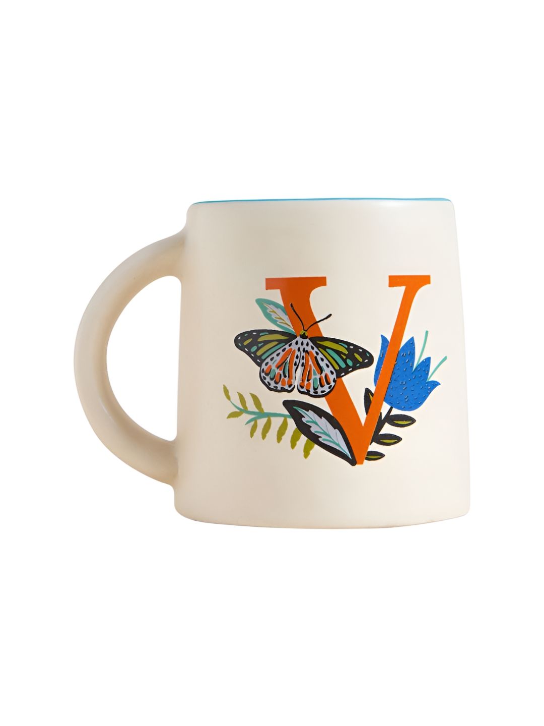Chumbak Off White & Orange Printed Ceramic Glossy Mug 300 ml