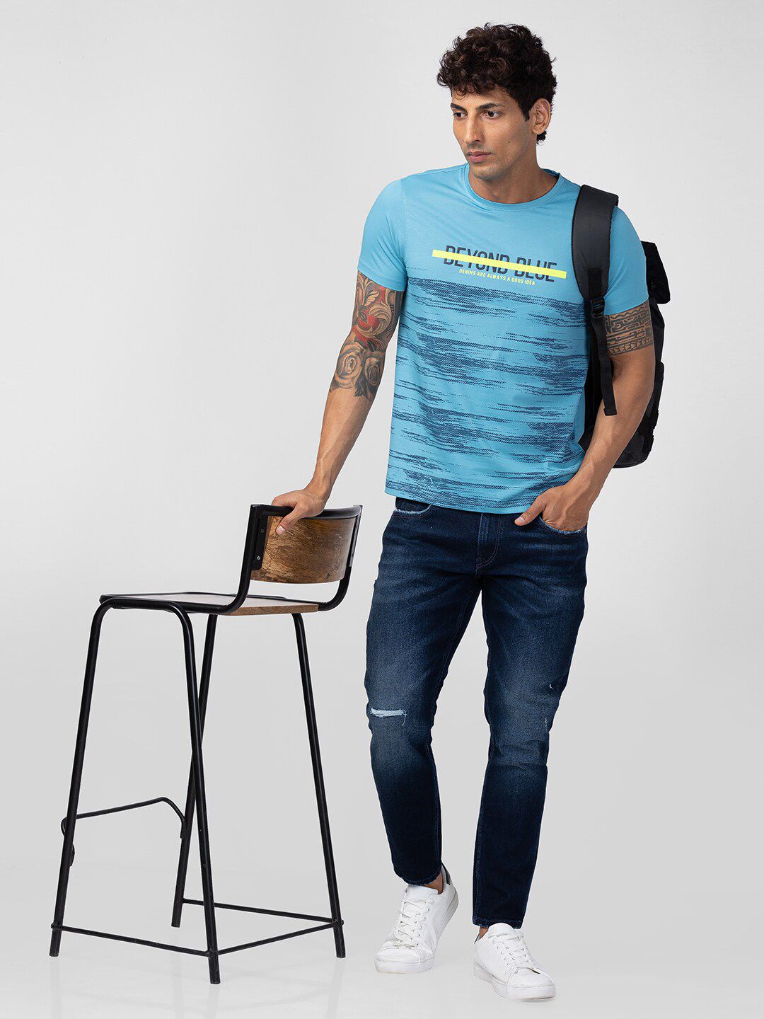 SPYKAR Men Abstract Printed Cotton T-shirt
