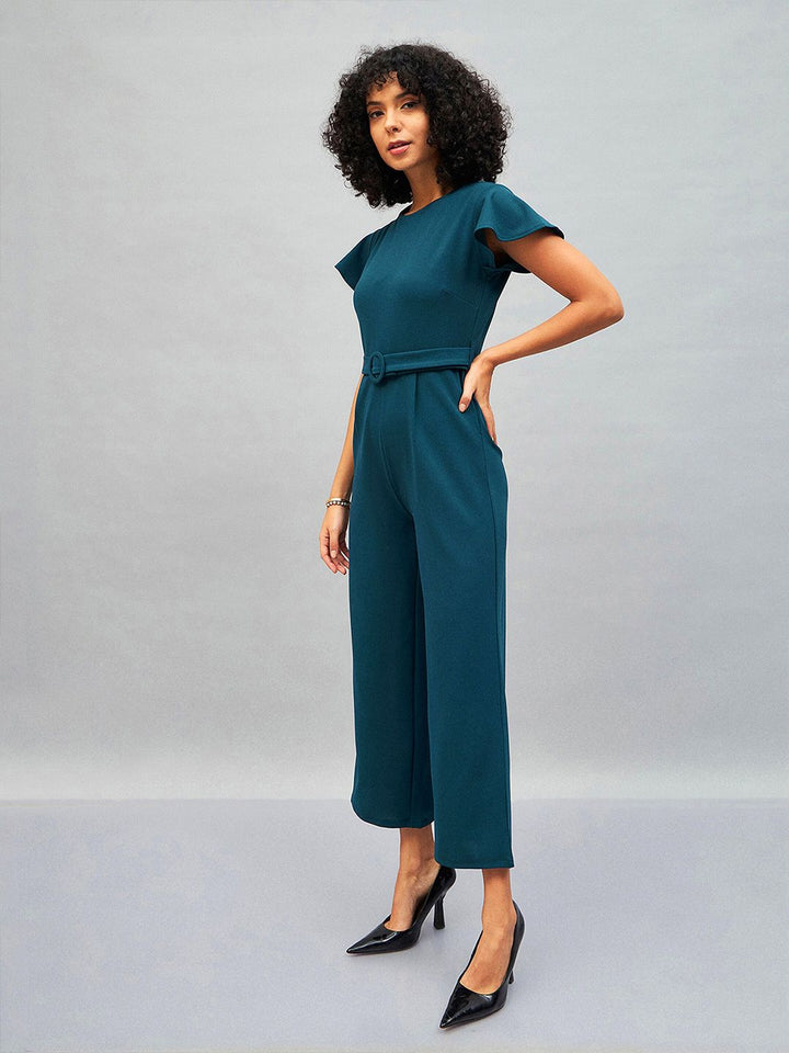 SASSAFRAS Green Belted Basic Jumpsuit