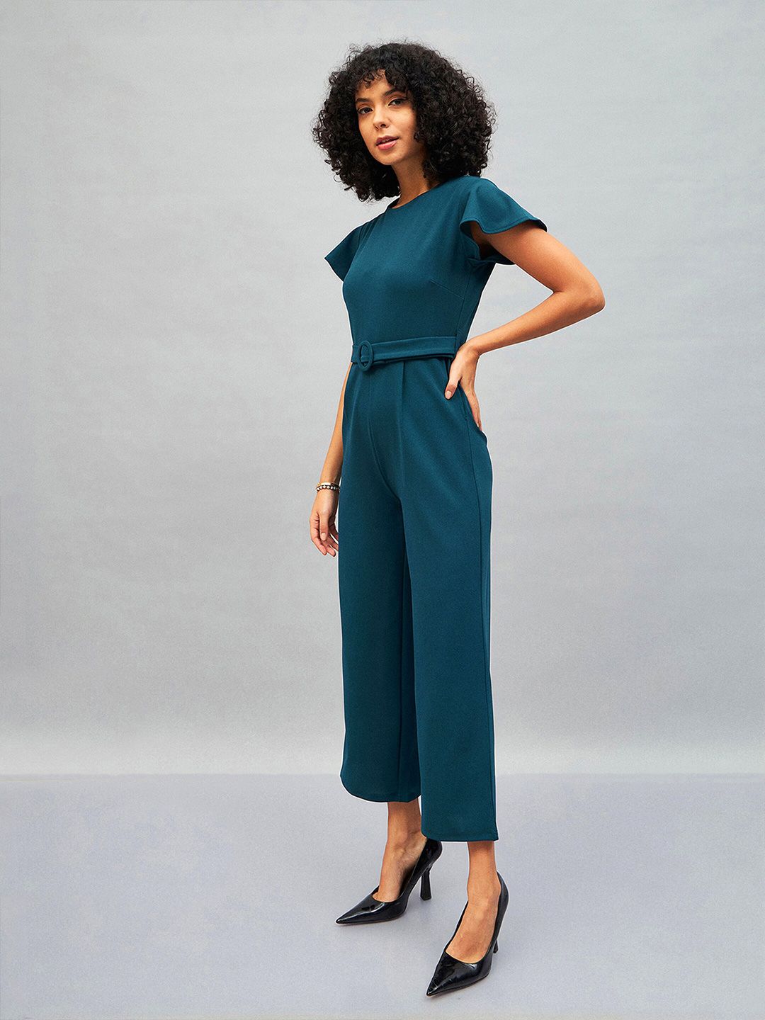 SASSAFRAS Green Belted Basic Jumpsuit