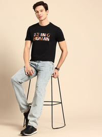 Being Human Brand Logo Printed Pure Cotton Slim Fit T-shirt