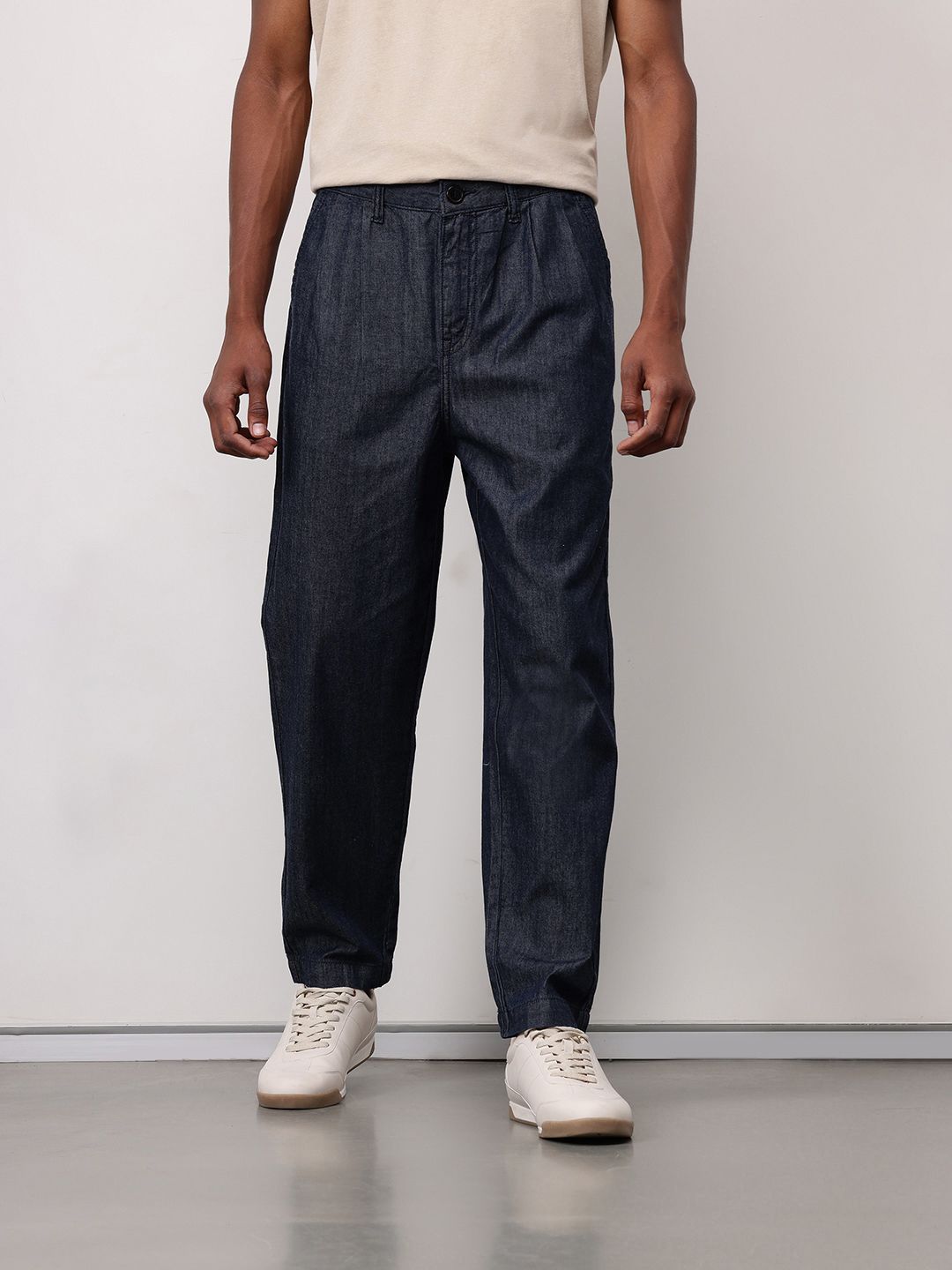 ether Men Chambray Pleated Trousers