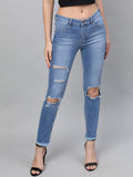STREET 9 Women Blue Skinny Fit Mid-Rise Mildly Distressed Stretchable Jeans