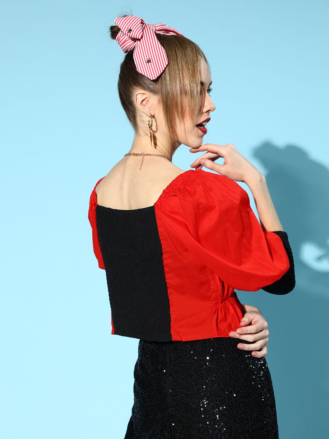 Antheaa Women Beautiful Red Solid Cropped Top