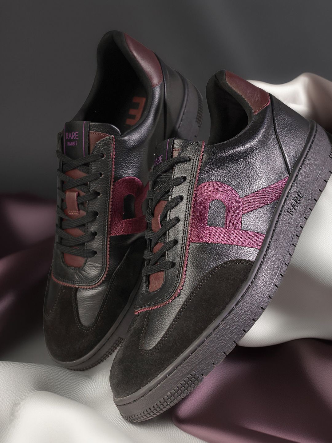 RARE RABBIT Men Printed Leather Sneakers