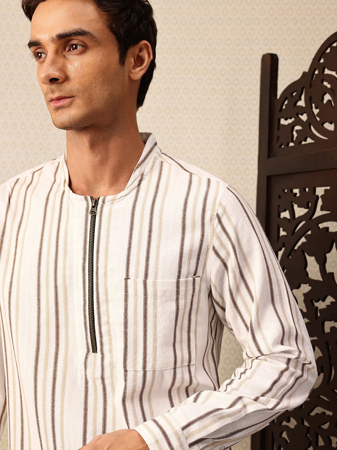 House of Pataudi Striped Rozana Kurta