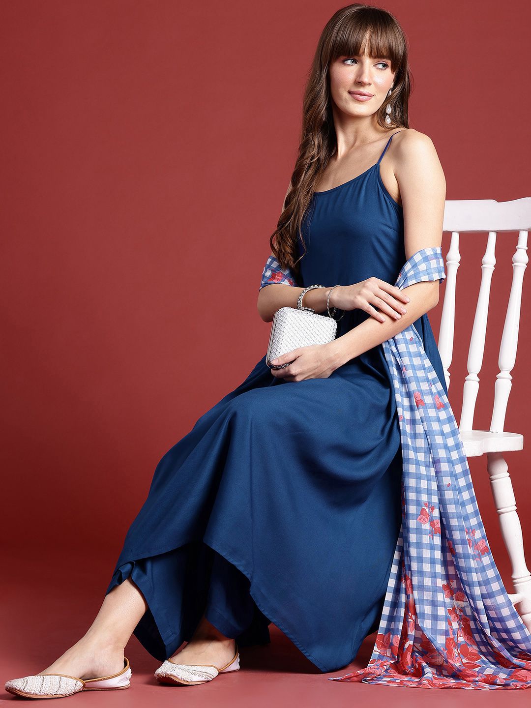 Anouk Sleeveless A-Line Kurta with Palazzos & With Dupatta