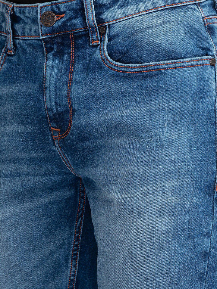 Being Human Men Slim Fit Low Distress Light Fade Jeans
