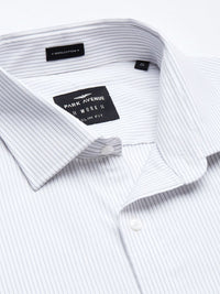 Park Avenue Men White & Grey Slim Fit Striped Formal Shirt