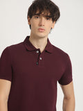 THE BEAR HOUSE Self Design Polo Collar Pure Cotton T-shirt