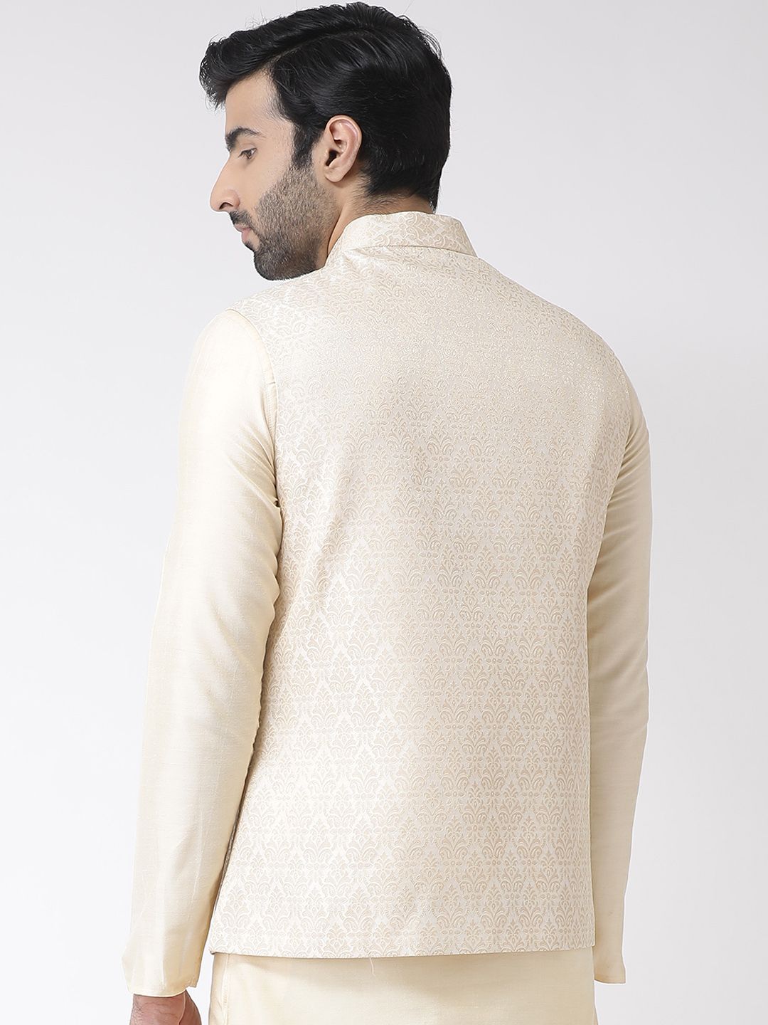 KISAH Men Textured Regular Fit Ethnic Motifs Nehru Jacket