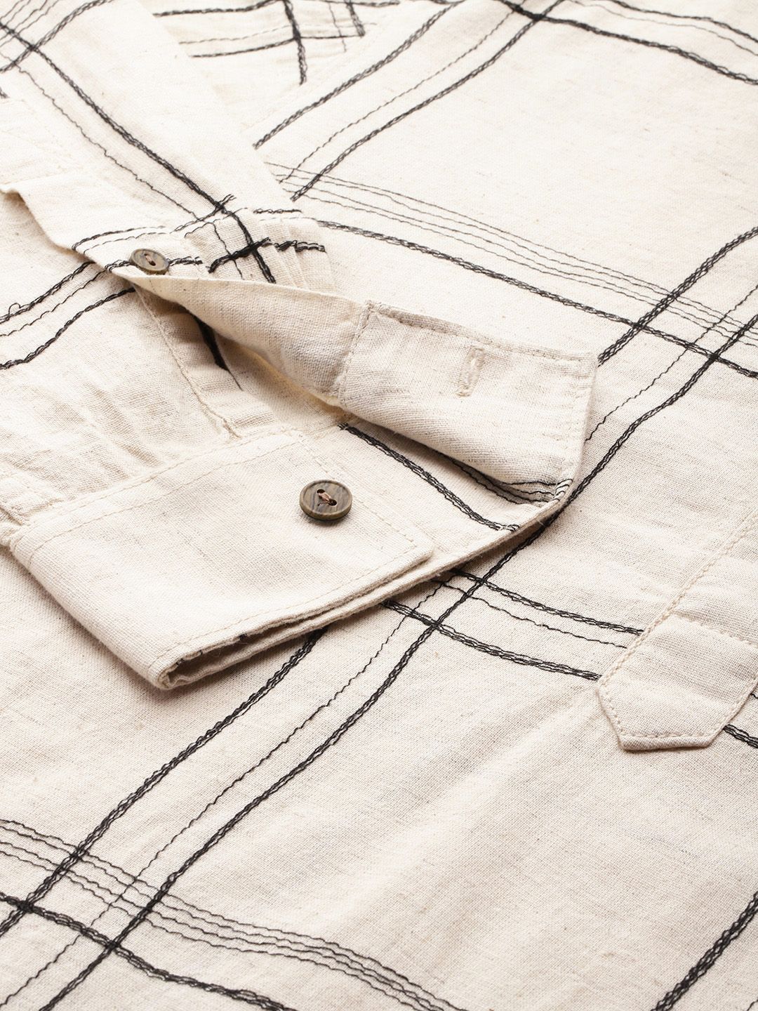 SPYKAR Cotton-Linen Checked Casual Shirt