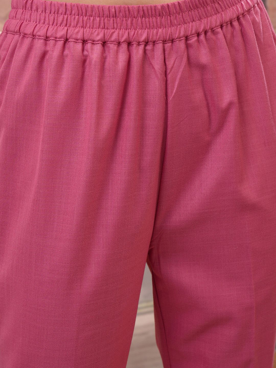 Vishudh Rose Embroidered Straight Kurta with Trouser & Dupatta