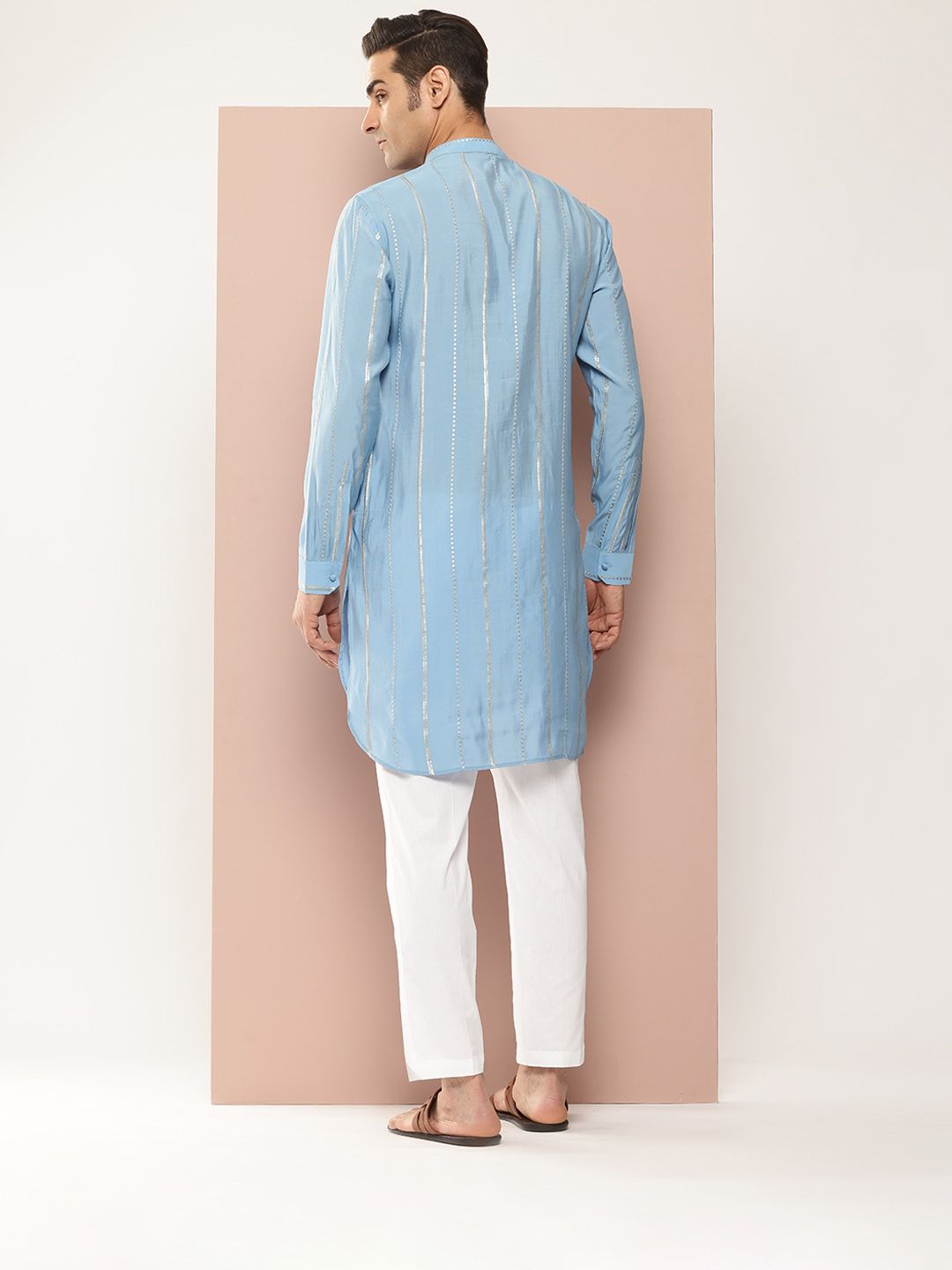 See Designs Embroidered Sequinned Chanderi Silk Kurta with Pyjamas