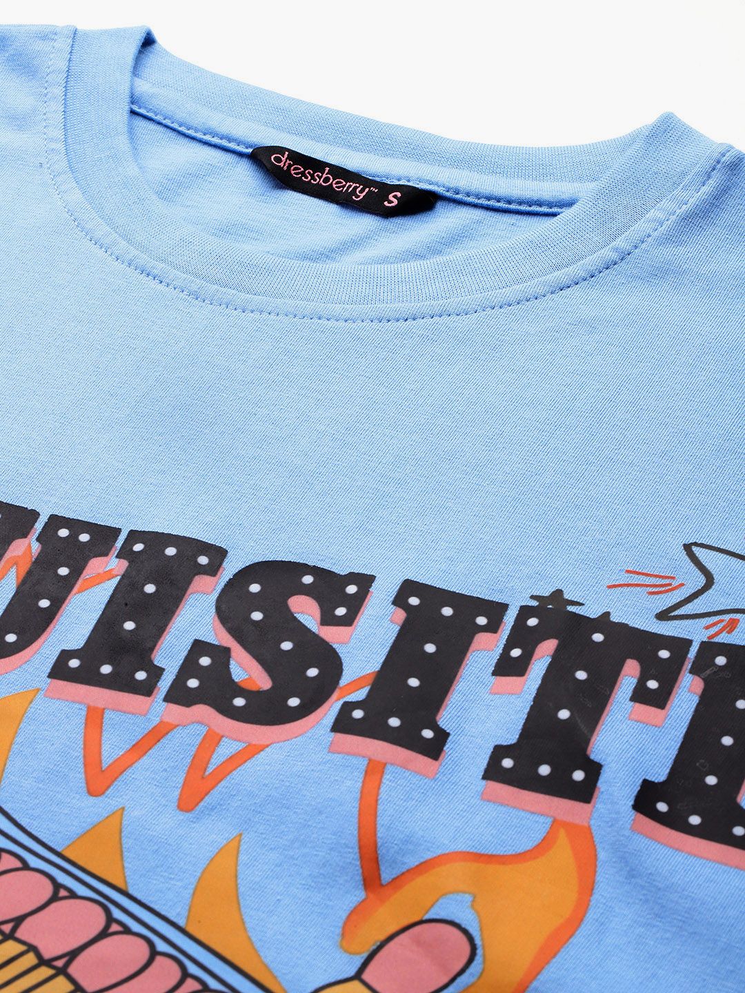 DressBerry Graphic Printed Drop-Shoulder Sleeves T-shirt