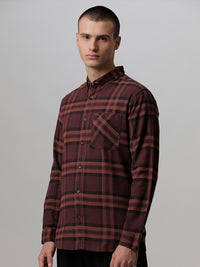 THE BEAR HOUSE Men Slim Fit Tartan Checked Pure Cotton Casual Shirt