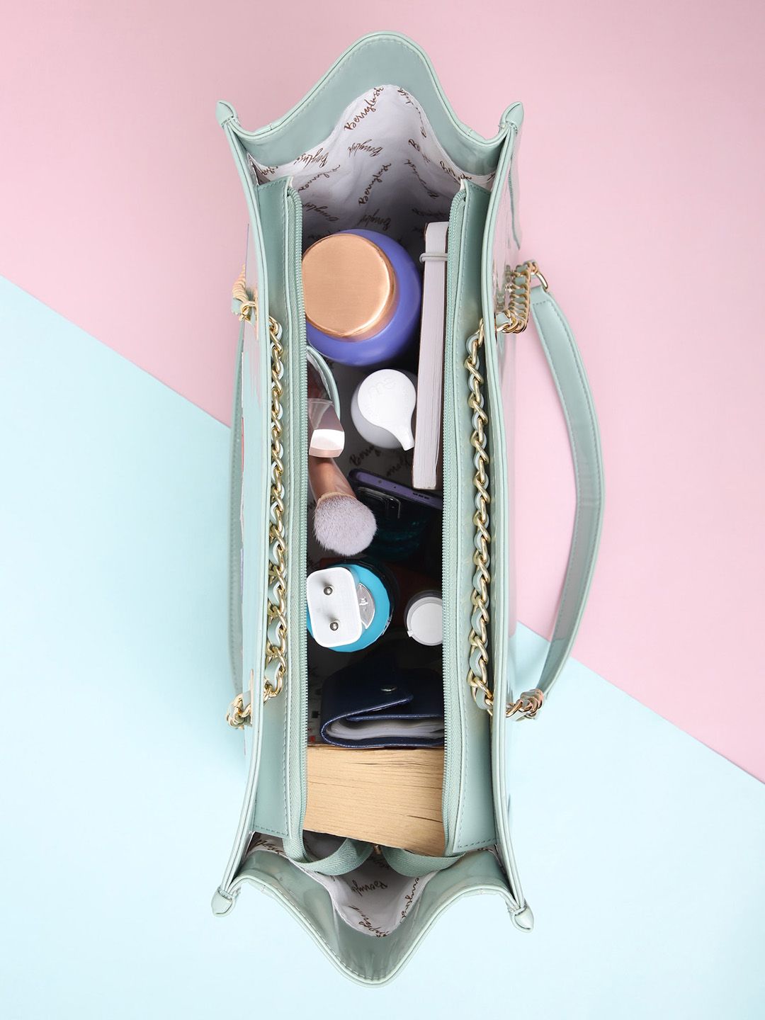 Berrylush Green Embroidered Structured Shoulder Bag