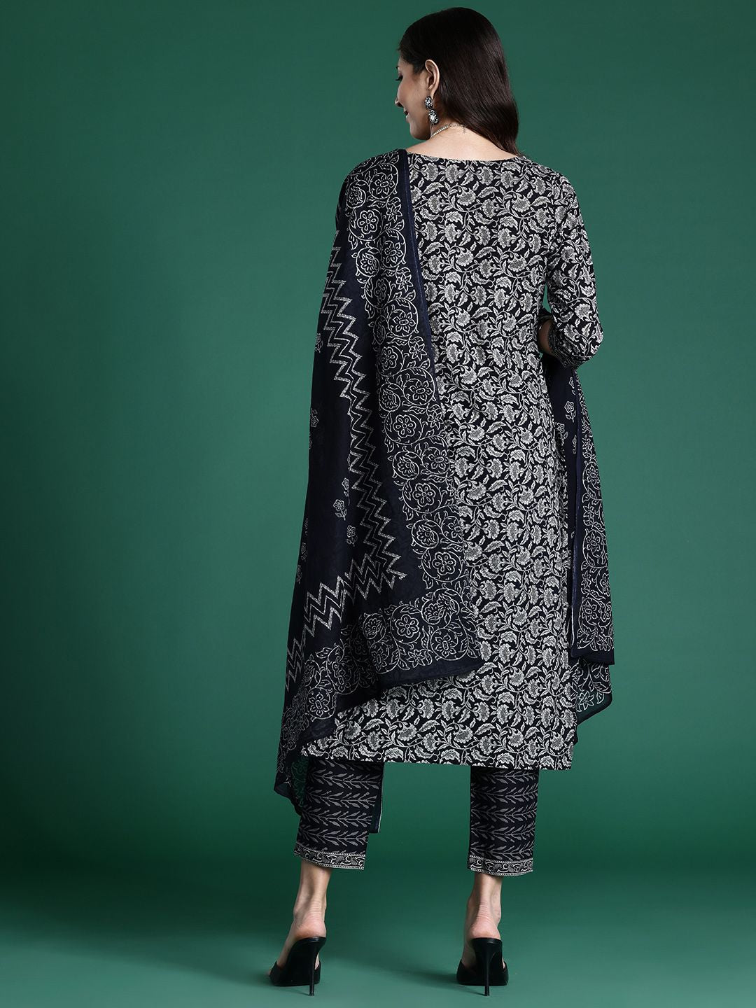 Indo Era Women Ethnic Motifs Printed Regular Pure Cotton Kurta with Trousers & With Dupatta