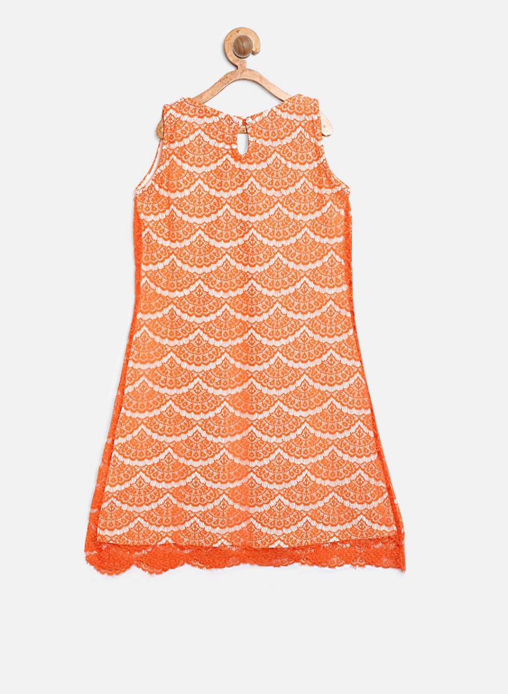 Orange Self Design Casual Dress