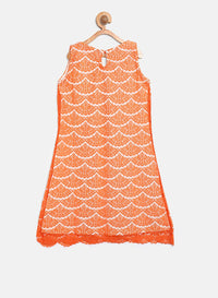 Orange Self Design Casual Dress