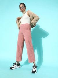 STREET 9 Women Pretty Pink Solid Fleece Trousers