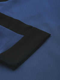 AND Blue Side Striped Formal Sheath Dress