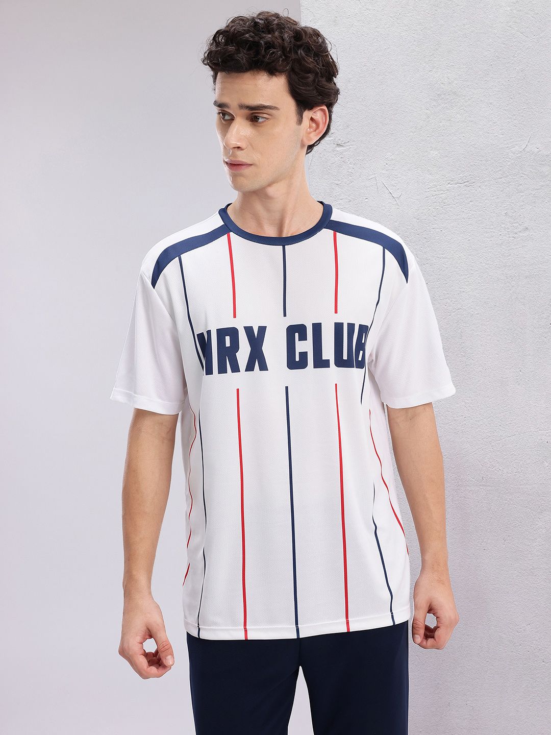 HRX by Hrithik Roshan Typography Print Drop-Sleeves Relaxed Fit Football T-shirt