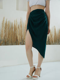 Berrylush Green High Rise Tulip Midi Skirt