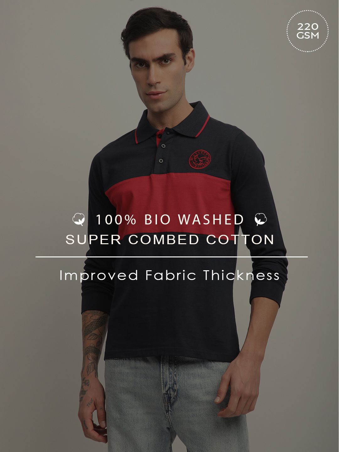 DILLINGER Men Long Sleeve Regular Fit Polo Tshirt