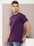 DILLINGER Men Henley Neck Honeycomb Structure T-shirt