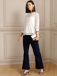 all about you Floral Puff Sleeve Lace Top