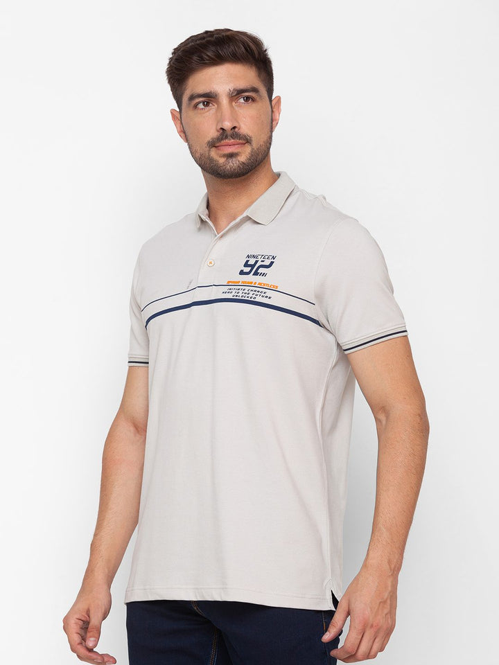 SPYKAR Typography Printed Polo Collar Slim Fit Casual T-shirt