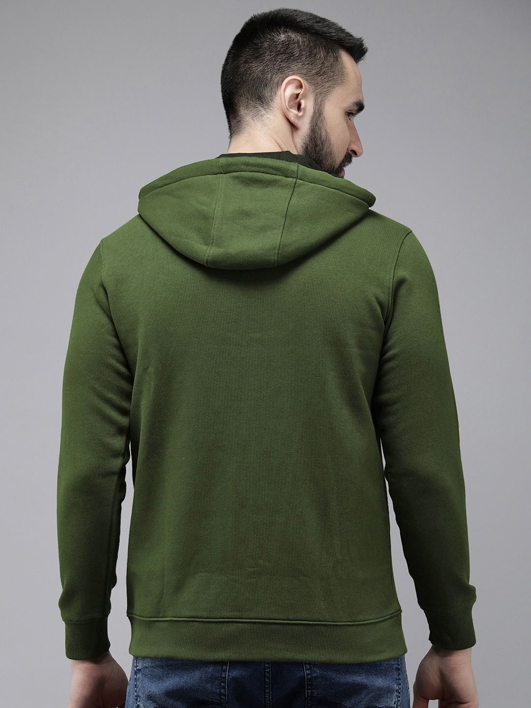 SPYKAR Typography Printed Front-Open Hooded Sweatshirt