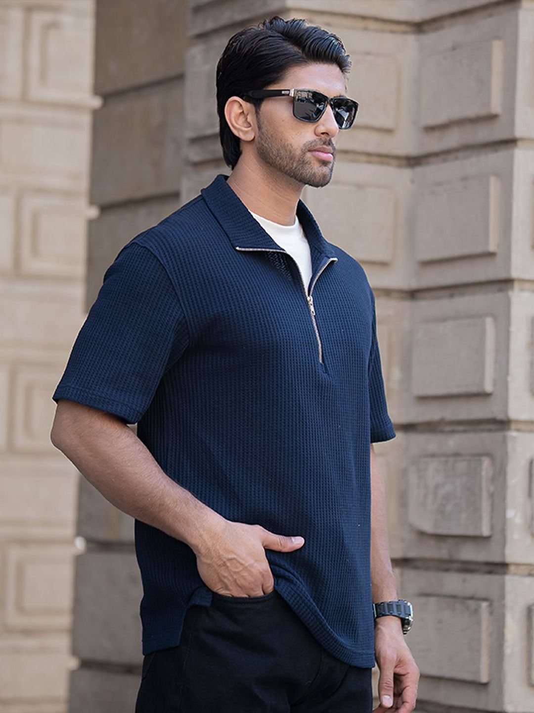 Powerlook Men Solid Polo Collar Cotton T-shirt