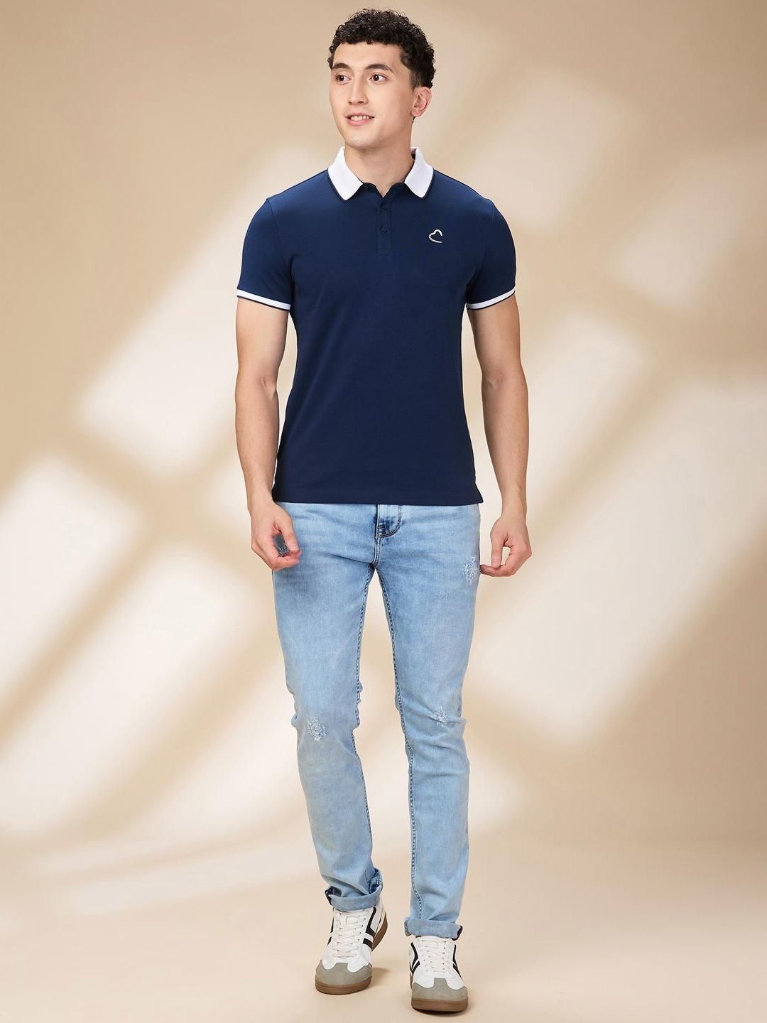 Being Human Men Solid Polo Collar Cotton Slim Fit T-shirt