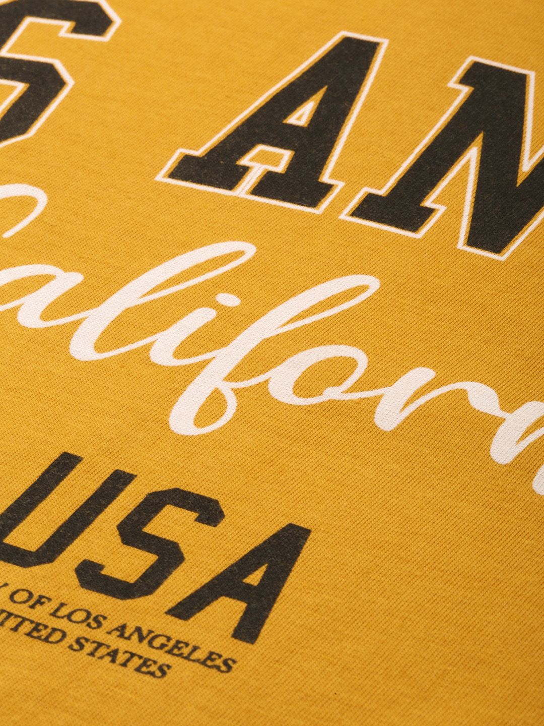 DILLINGER Women Mustard Yellow Typography Printed Drop-Shoulder Sleeves Oversized T-shirt