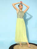 STREET 9 Women Lime Green Embellished Dress