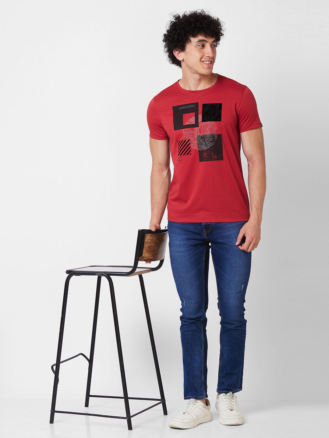 SPYKAR Graphic Printed Cotton Slim Fit T-shirt