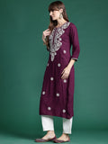 Indo Era Women Floral Embroidered Thread Work Kurta