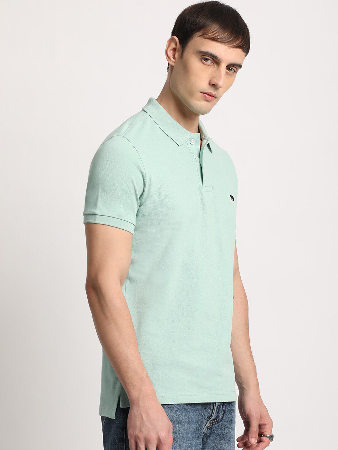 THE BEAR HOUSE Men Solid Slim Fit Cotton Polo Collar T-Shirts