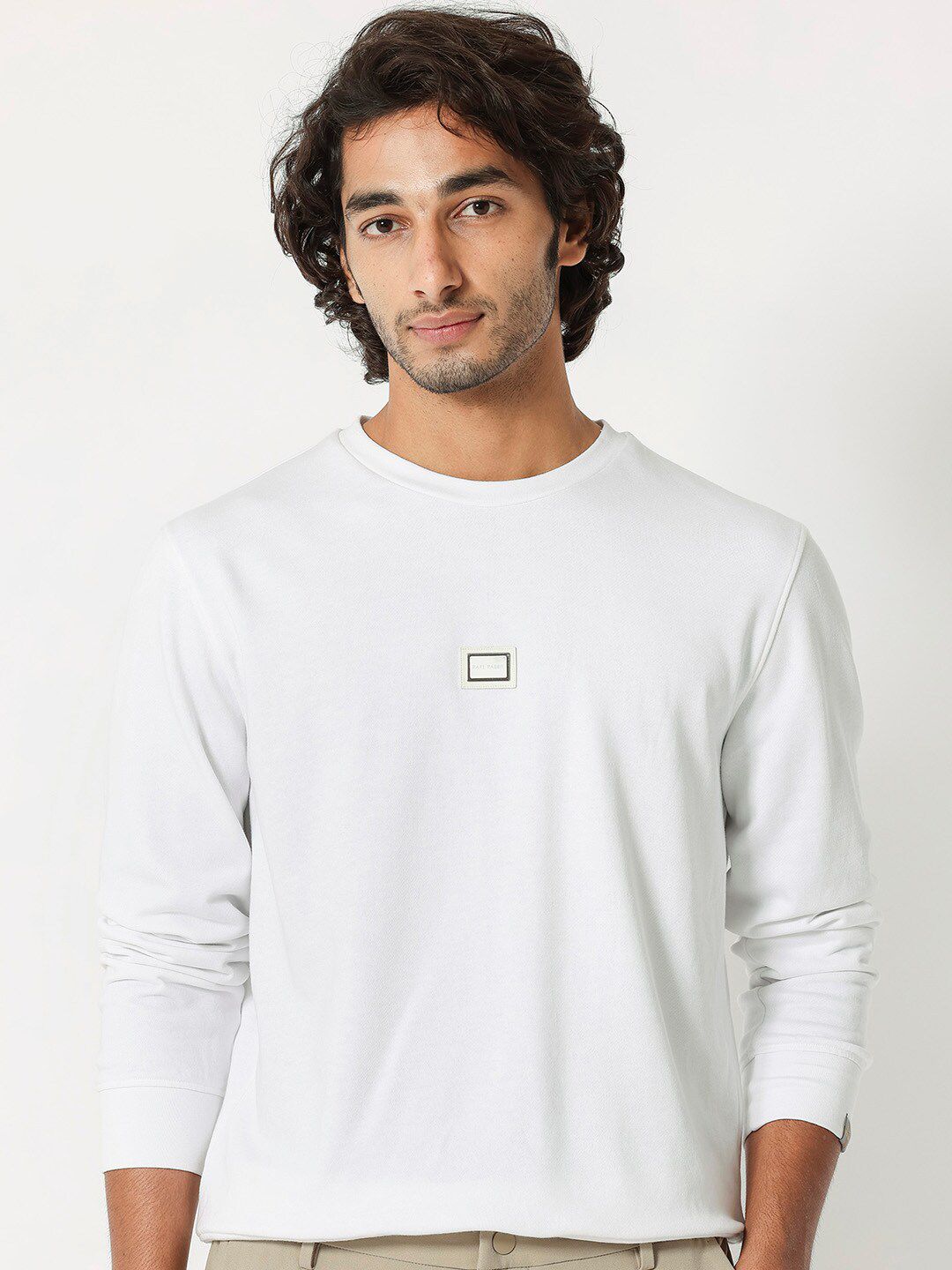 RARE RABBIT Men Glitch Round Neck Sweatshirt