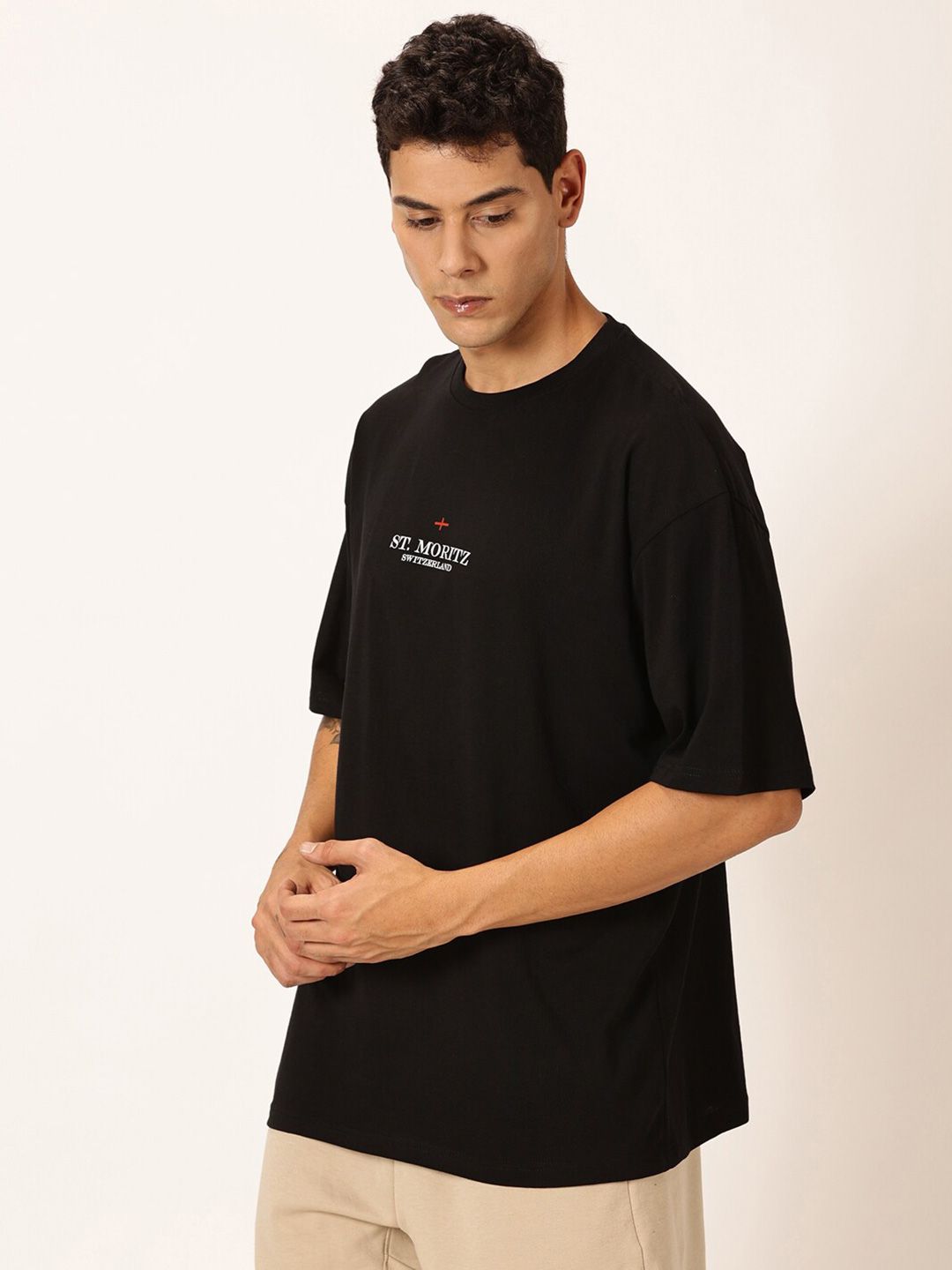 Thomas Scott Round Neck Typography Printed Cotton Oversized T-shirt